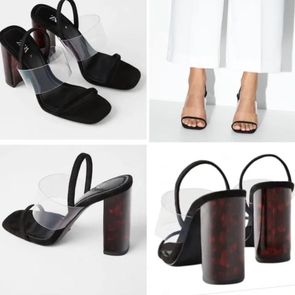 Zara Clear Strap Tortoise Shell Block Heel Sandals - Picture 14 of 14